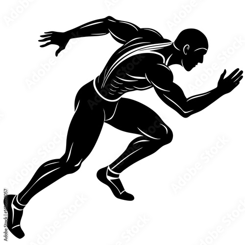Silhouette of a sprinter in full motion vector illustration