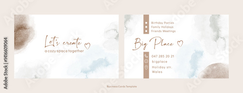 Watercolor business cards template