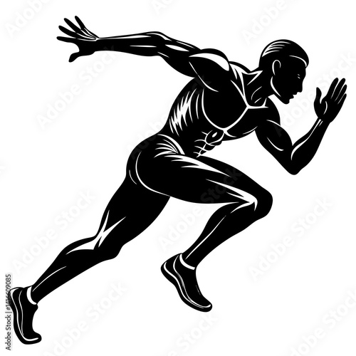 Silhouette of a sprinter in full motion vector illustration