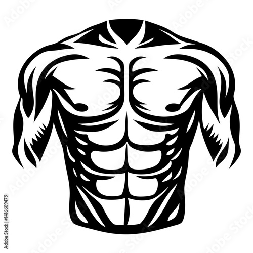 Abstract tattoo design of a muscular torso featuring abdominal muscles