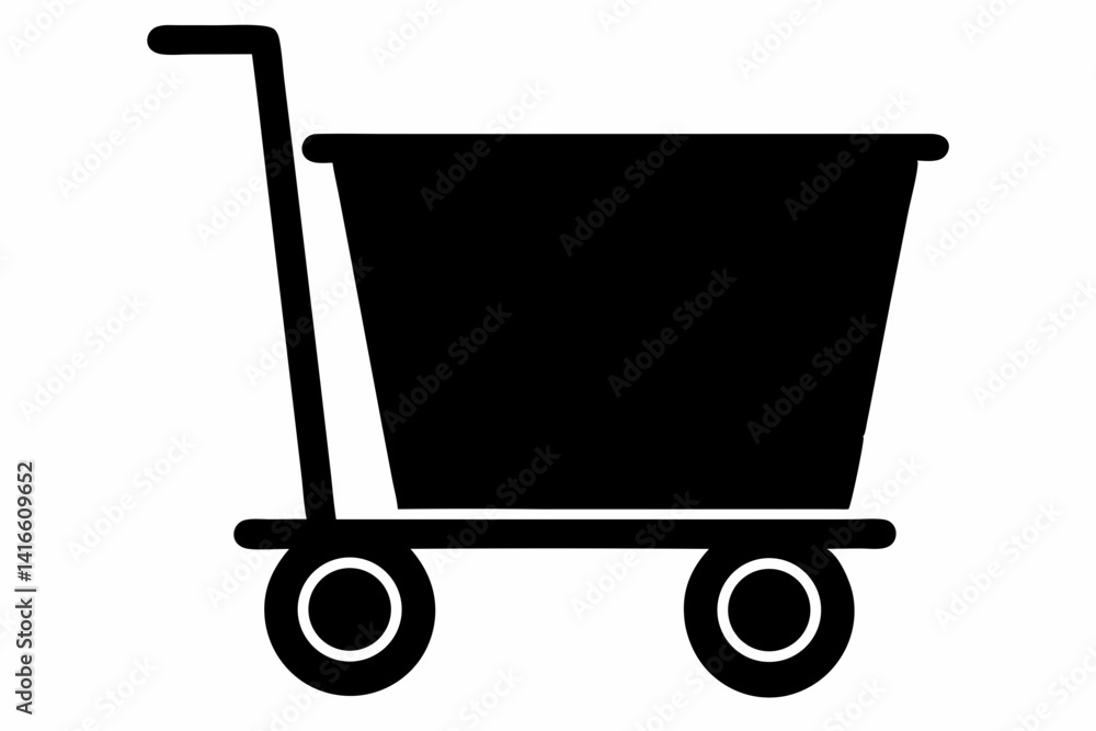 Rolling Laundry Cart Silhouette Vector Illustration Black Rolling Laundry Cart Silhouette Vector Illustration Black