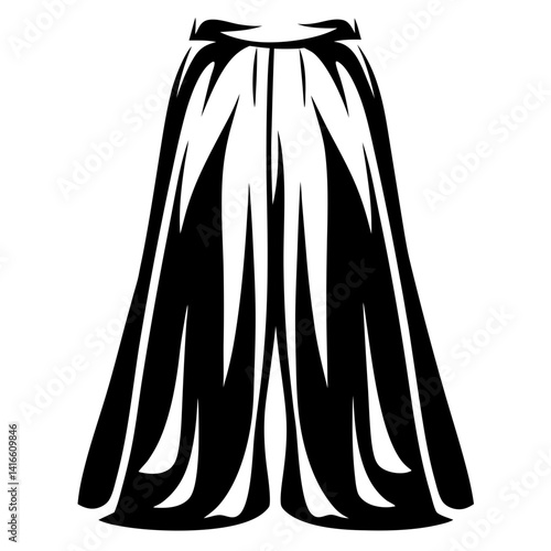 Elegant A Line Maxi Skirt with Intricate Black and White Design