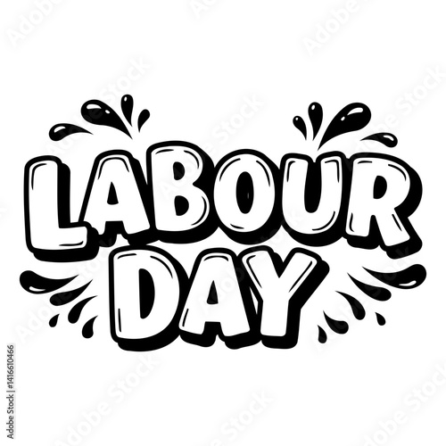 Bold, stylized Labor Day graphic perfect for posters, social media, or advertising.  Simple black and white design.