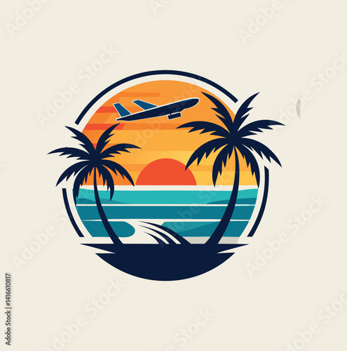 Wallpaper Mural  Travel and Tour Logo with Mountain and airplane vector  Torontodigital.ca