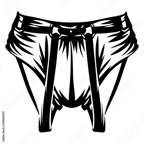 Abstract depiction of sumo wrestling mawashi belt in simple black and white