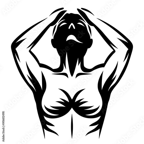 Artistic Depiction of a Figure Overwhelmed with Emotion and Holding their Head