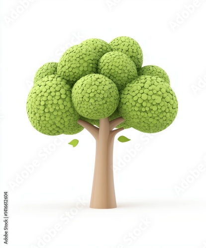 Cartoonish Tree Isolated on White Background