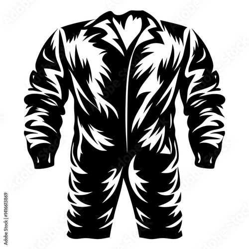 Monochromatic illustration of a mechanic jumpsuit, an aviator jumpsuit, or a racing jumpsuit