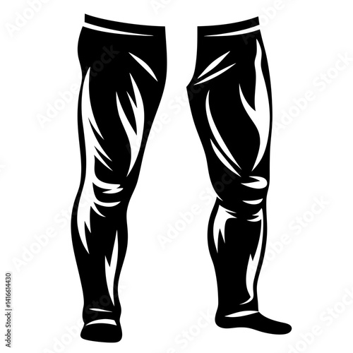 Stylized human legs in black and white, featuring muscle definition and form