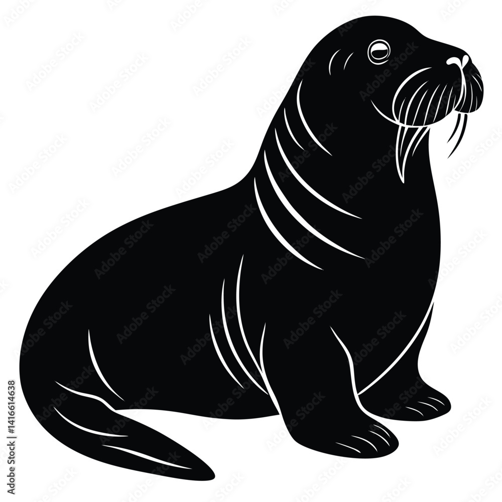 Fototapeta premium Walrus icon vector on White Background ,Vector Art Illustration on white background.