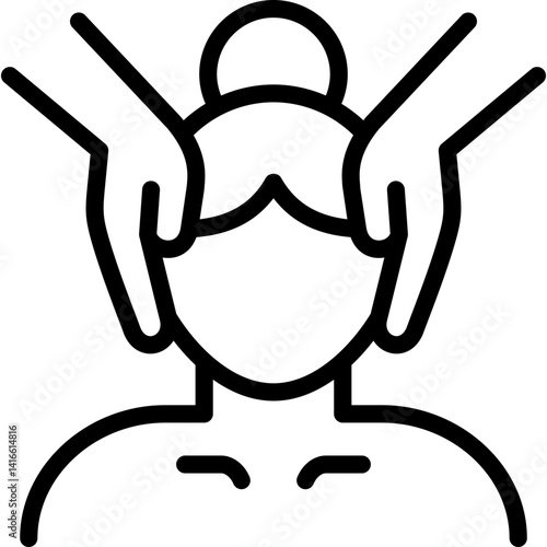 head massage icon illustration design with outline