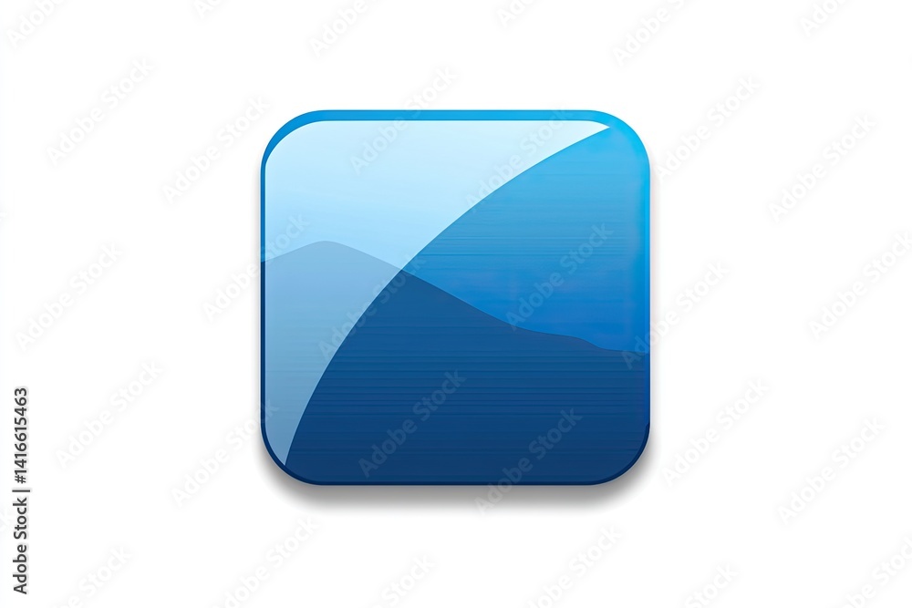 Gradient blue square button, depicting a landscape Gradient blue square button, depicting a landscape