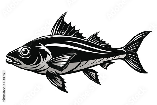 Beautiful fish mackerel fish silhouette black vector illustration 