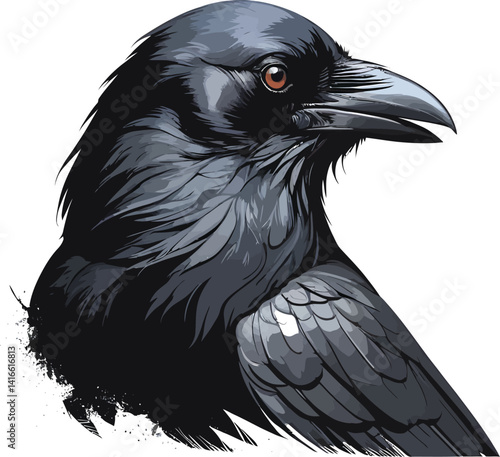 Minimalist Raven & Crow Illustration – Bold Lines, Stylized Corvid Art