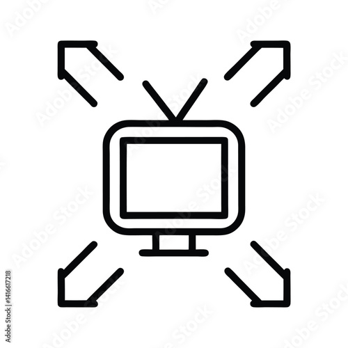 Line art TV with Arrows Icon, Transparent Connectivity Sign