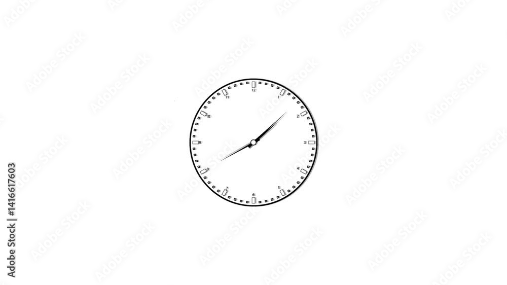 Close-Up of Classic Analog Wall Clock Ticking in Real Time. Clock face on a White Background. Close-Up of Classic Analog Wall Clock Ticking in Real Time. Clock face on a White Background.