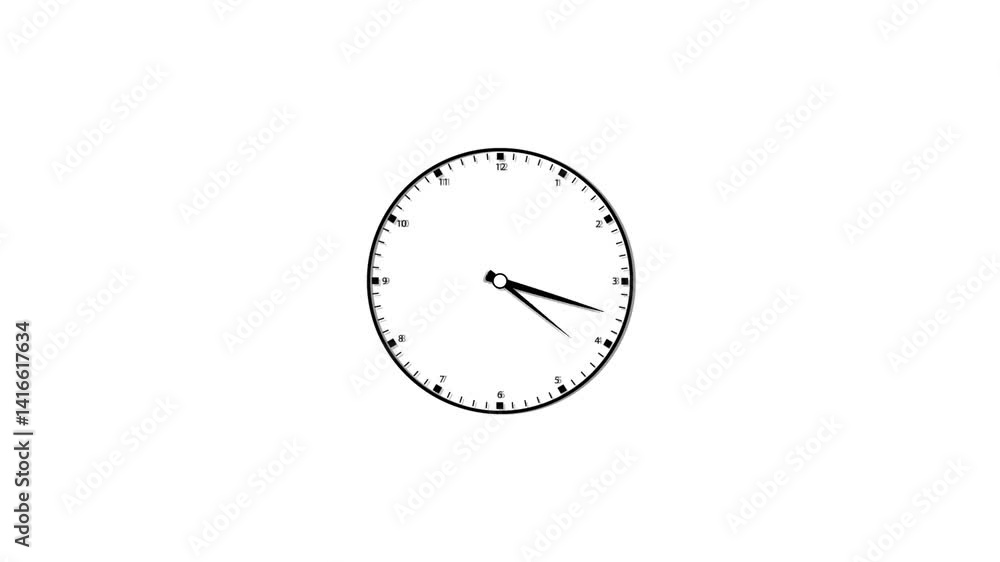 Close-Up of Classic Analog Wall Clock Ticking in Real Time. Clock face on a White Background. Close-Up of Classic Analog Wall Clock Ticking in Real Time. Clock face on a White Background.
