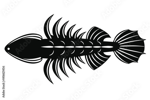 Beautiful fish shrimp silhouette black vector illustration 