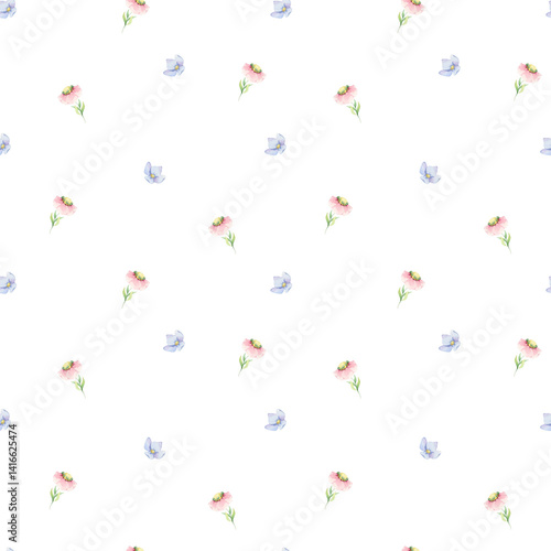 Plant branches with berries. Simple pattern. Watercolor