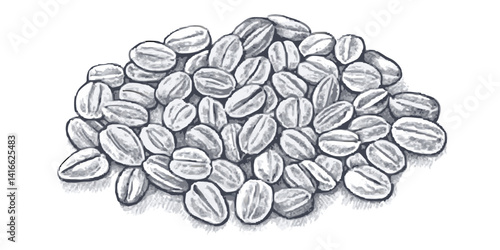 Detailed hand-drawn sketch of oats in a delicate line art style. Ideal for botanical designs, natural products, wellness packaging, labels, and nature-inspired projects. Generative AI