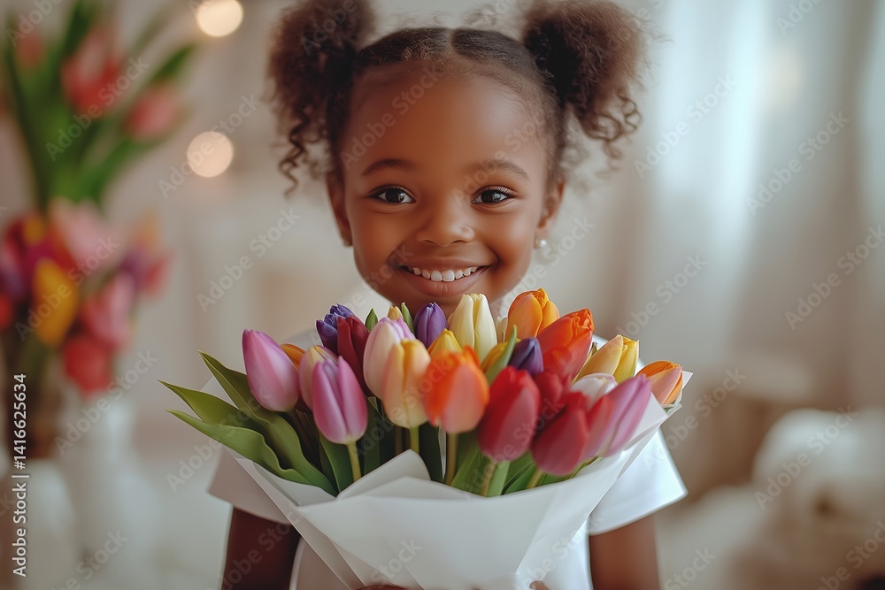 Mother's Day A child daughter congratulates her mother and gives her flowers. Family holiday and unity. Mother's Day A child daughter congratulates her mother and gives her flowers. Family holiday and unity.