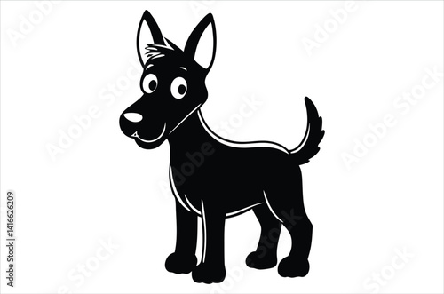 Dog silhouette, vector art, illustration, animals, cartoon on white background