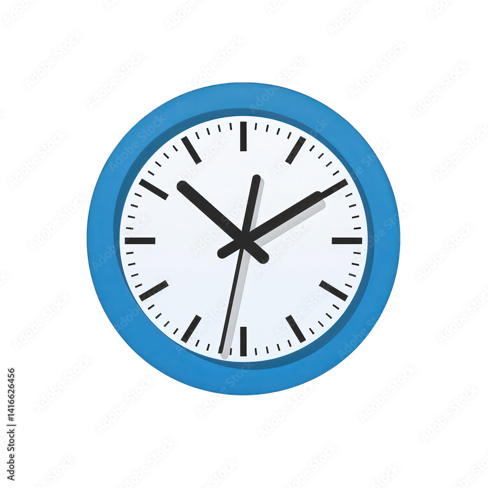 Blue wall clock, showing time Blue wall clock, showing time