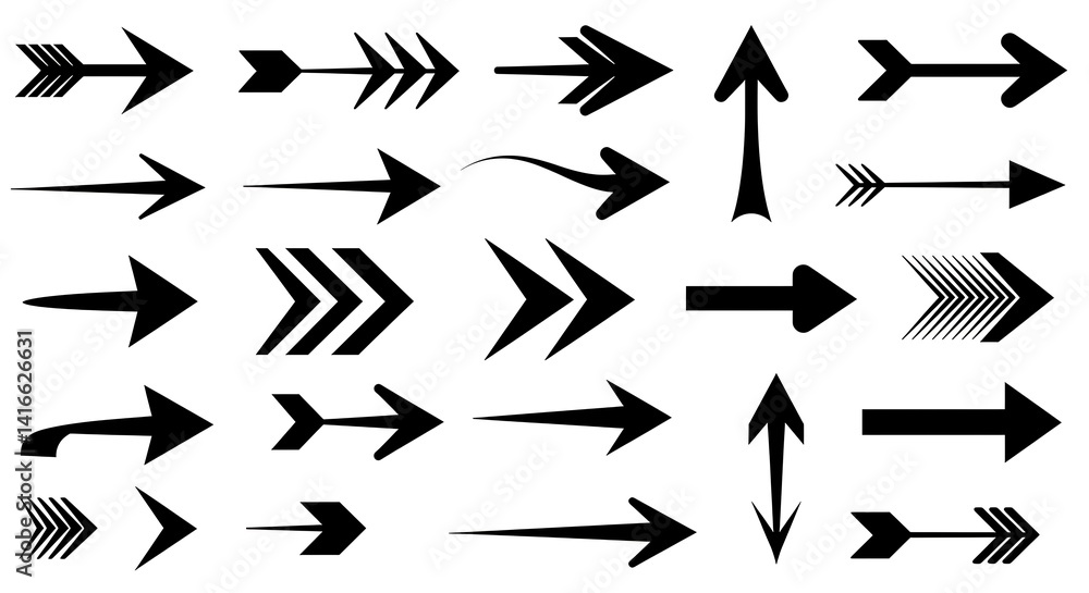 Various Arrow Shapes Pointing Directions - Vector Illustration Various Arrow Shapes Pointing Directions - Vector Illustration