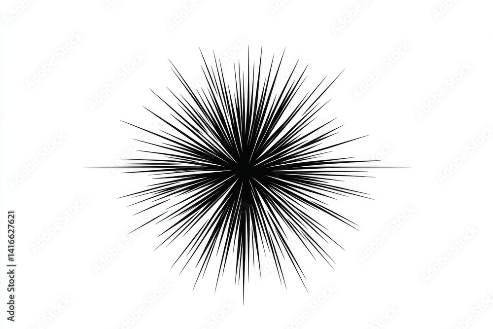 Fototapeta premium Abstract black starburst on white background. Simple, graphic design element