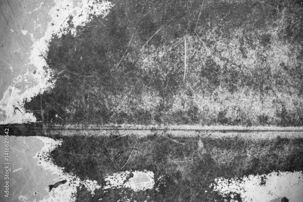 Obraz premium Grunge Aged Grey metal Texture. Old Stainless Steel Background with Scratch. Monochrome silver color Dirty Metallic Surface Close up. Square Image Copy Space. Top view.