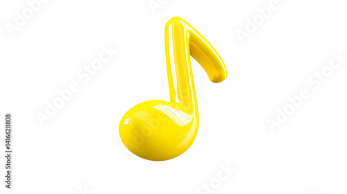 Floating 3D yellow musical note