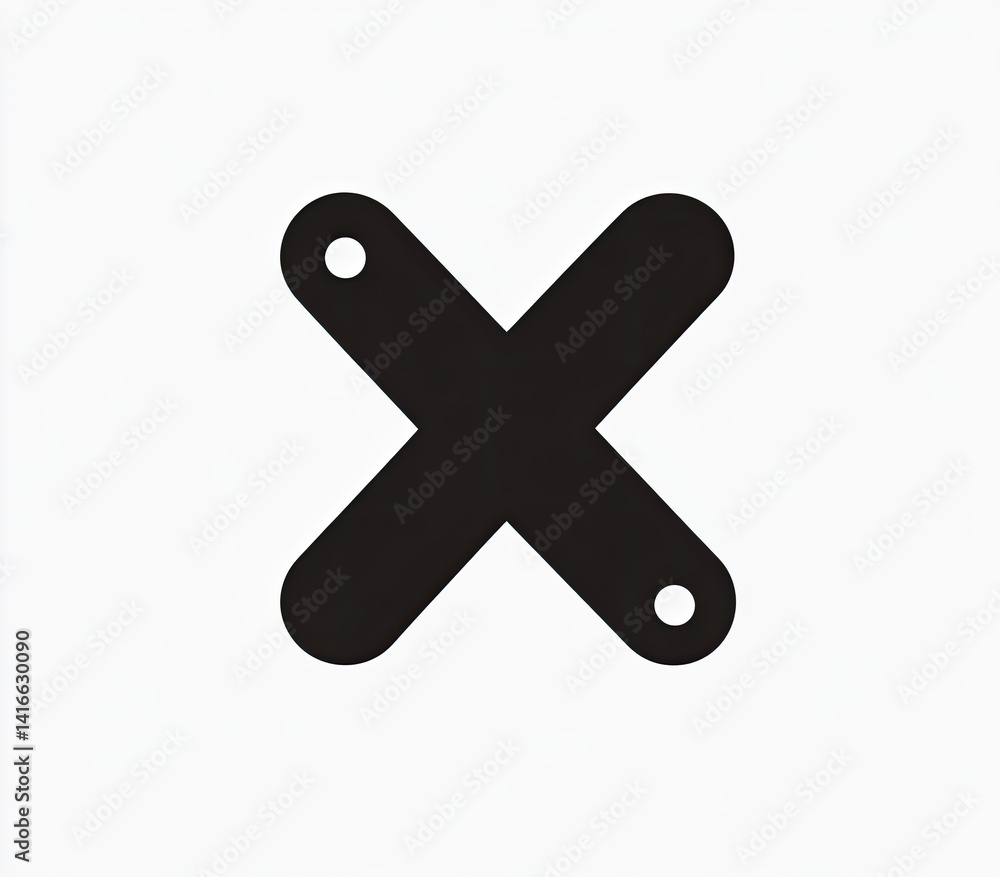 Obraz premium Abstract black X-shaped graphic design. Simple, bold, and visually striking