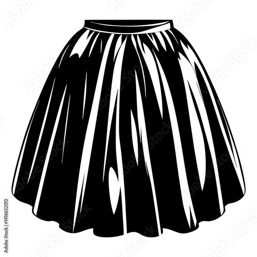 Elegant black flared skirt illustration with a high waistline and flowy design