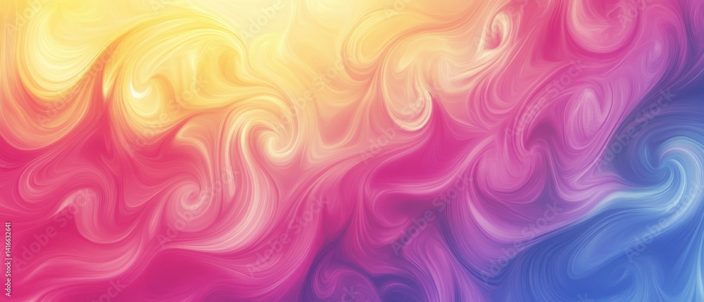 Fototapeta premium Abstract colorful background with swirling patterns, vibrant hues of pink, yellow, and blue, artistic design for creative projects, print materials, and web design.