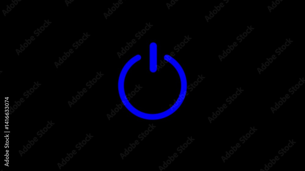 simple power button icon animated on a black background. simple power button icon animated on a black background.
