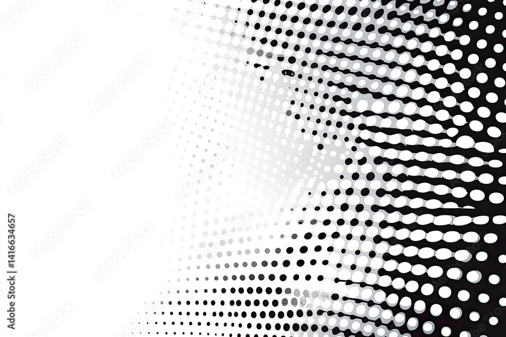 Abstract grayscale halftone pattern. Dots radiate outwards, creating depth Abstract grayscale halftone pattern. Dots radiate outwards, creating depth