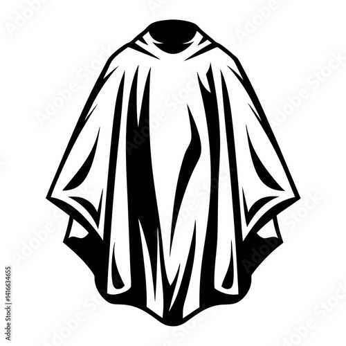 Abstract Monochrome Illustration of a Hooded Garment or Poncho Like Object