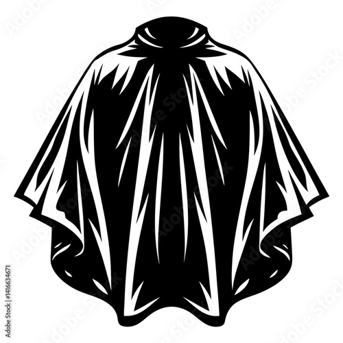 Dark and mysterious cloak or poncho illustration isolated on white background