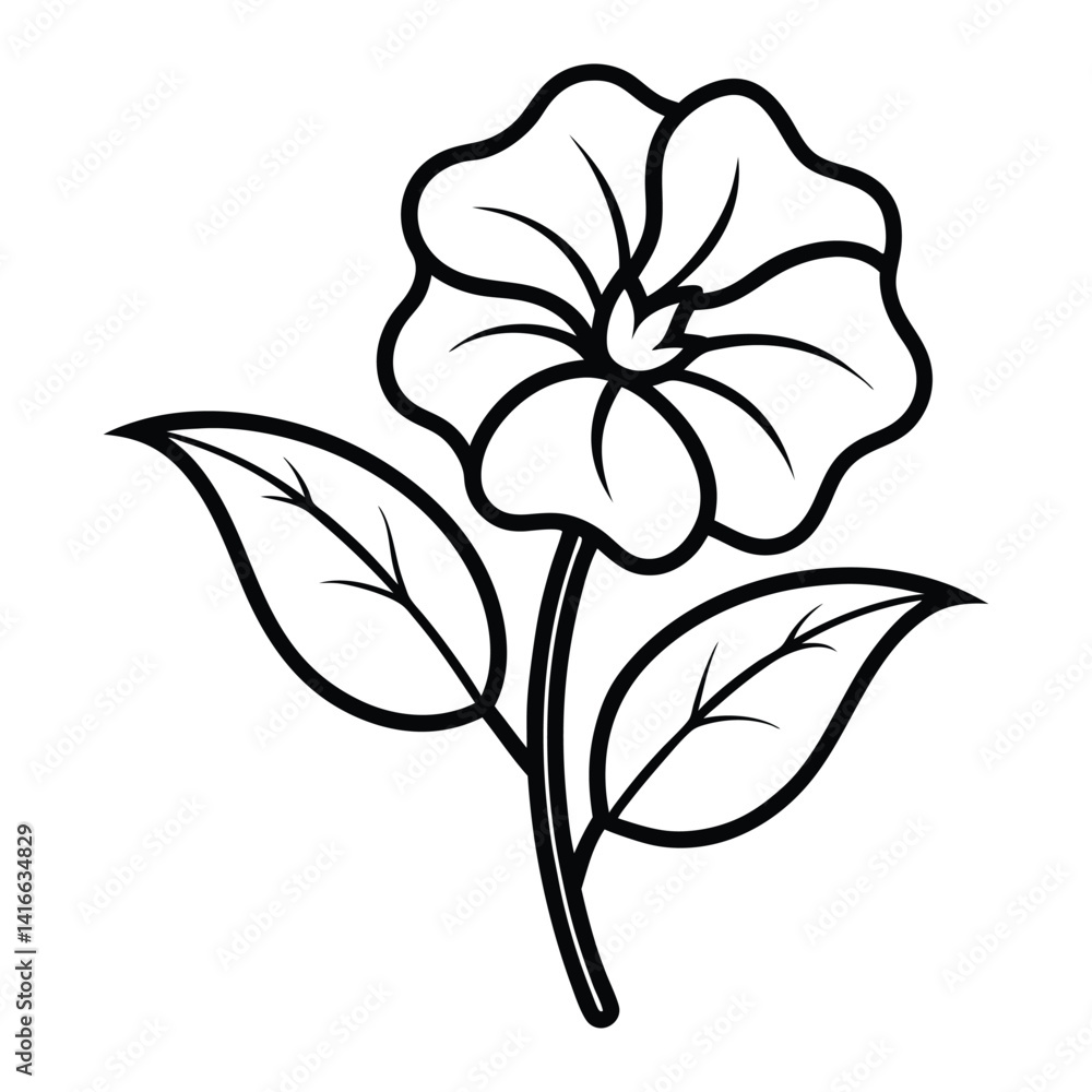 Lungwort flower line art vector on white background Lungwort flower line art vector on white background