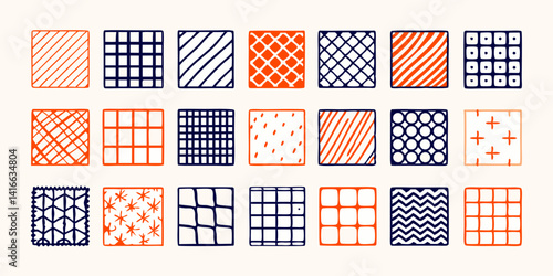 A vector set of colorful abstract geometric shapes and patterns offers seamless design elements for business icons and artistic illustrations