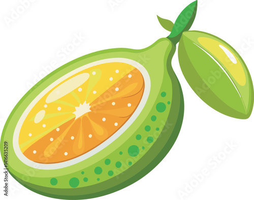 Colorful vector art illustration of a delicious finger lime fruit, showcasing vibrant citrus texture and juicy pulp in a detailed design.