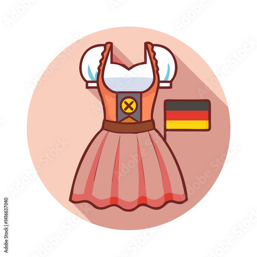 Traditional German dirndl dress with flag
