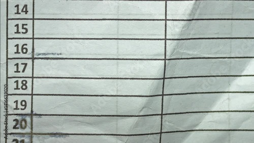 Crumpled White Notebook Paper With Numbered Lines And Ink Stains
