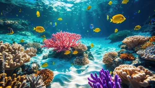 Wallpaper Mural Colorful Coral Reef Scene with Fish and Sunlight Underwater View Torontodigital.ca