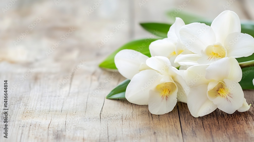 Elegant White Orchids on a Rustic Wooden Table Capturing Nature's Beauty : Generative AI Elegant White Orchids on a Rustic Wooden Table Capturing Nature's Beauty : Generative AI