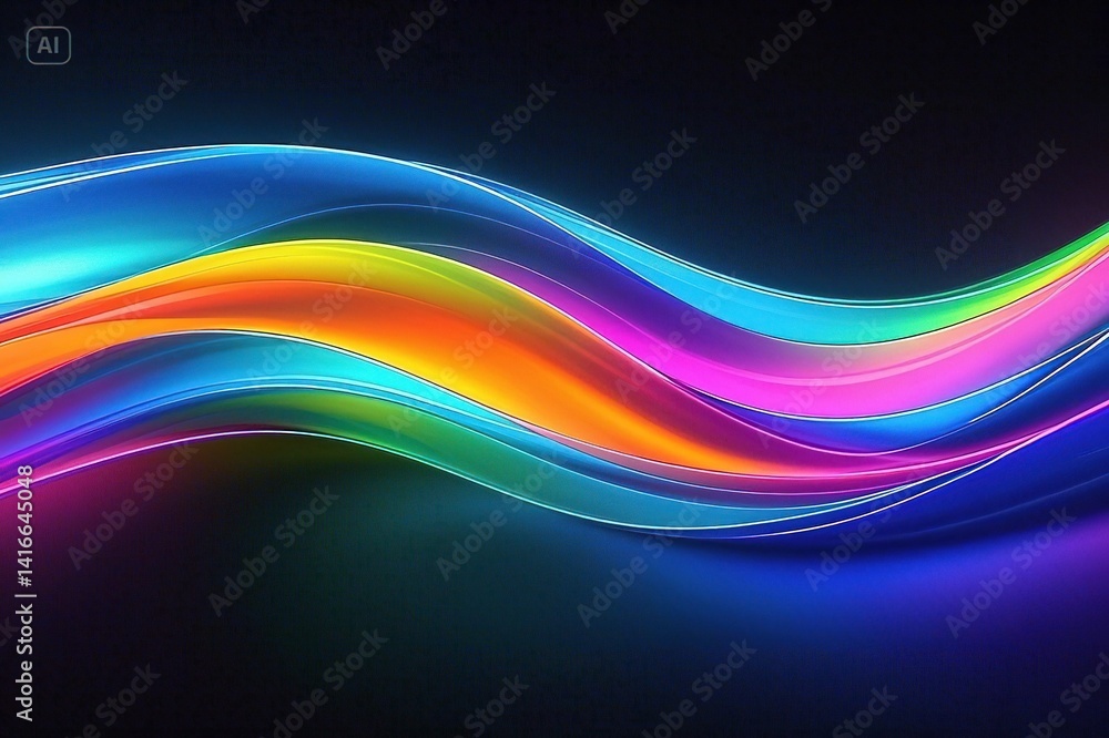 A digital art image of colorful, flowing waves with a gradient effect transitioning through hues A digital art image of colorful, flowing waves with a gradient effect transitioning through hues