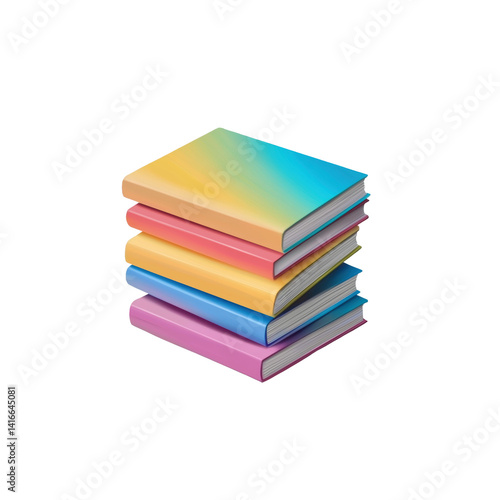 Wallpaper Mural Colorful Stacked Books with Gradient Covers on a White Background Torontodigital.ca