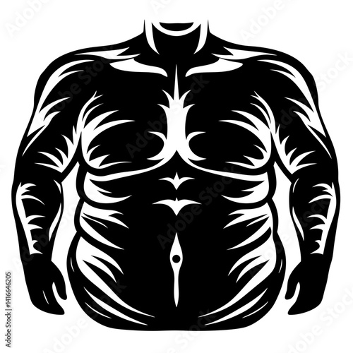 Vector illustration of a black and white torso with an athletic build