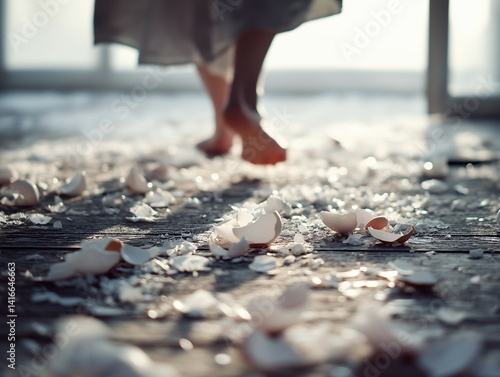  Barefoot Person Walking on Eggshells