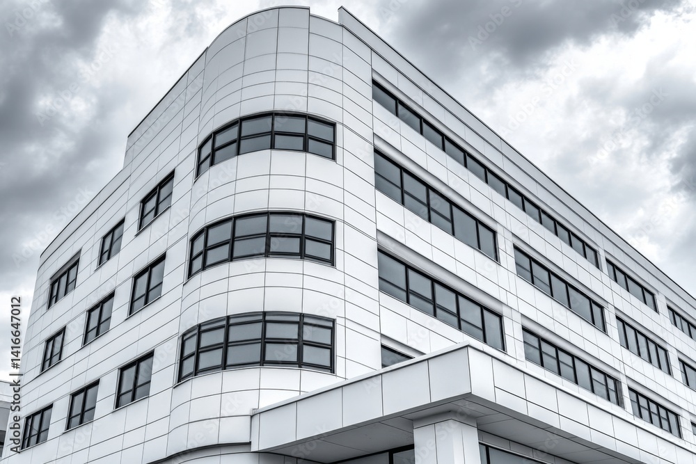 Fototapeta premium modern buildings and architecture advertisement, product-focused style, sleek tone, billboard, hero shot, studio lighting, monochrome, peaceful mood, landscape, solid color background